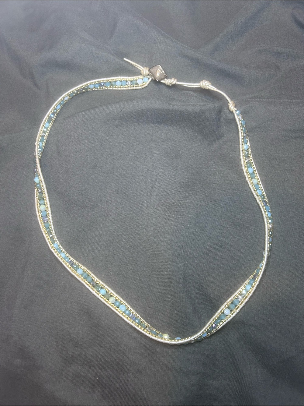 Blue and Silver-Tone Blue Beaded Women’s Necklace